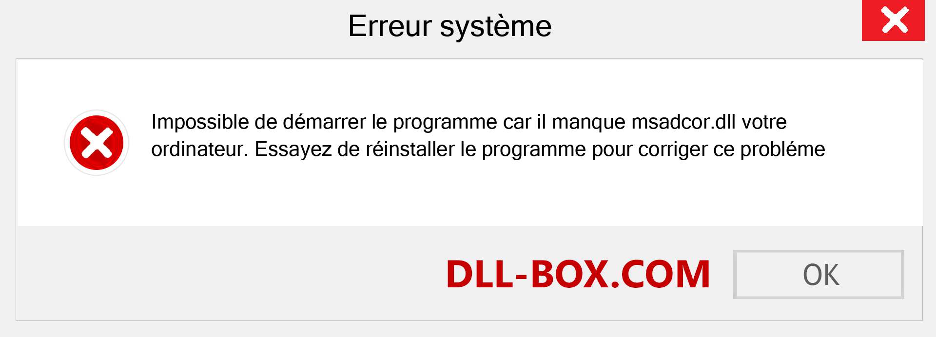 Le fichier msadcor.dll est manquant ?. Télécharger pour Windows 7, 8, 10 - Correction de l'erreur manquante msadcor dll sur Windows, photos, images