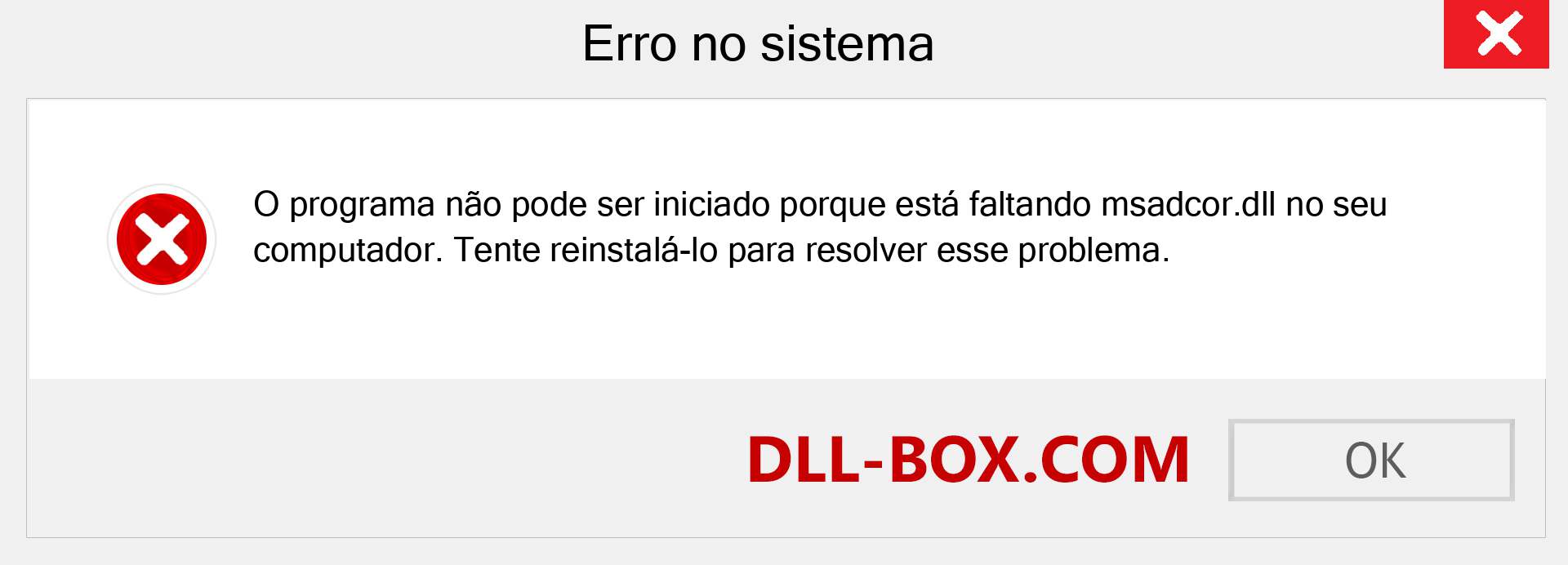 Arquivo msadcor.dll ausente ?. Download para Windows 7, 8, 10 - Correção de erro ausente msadcor dll no Windows, fotos, imagens