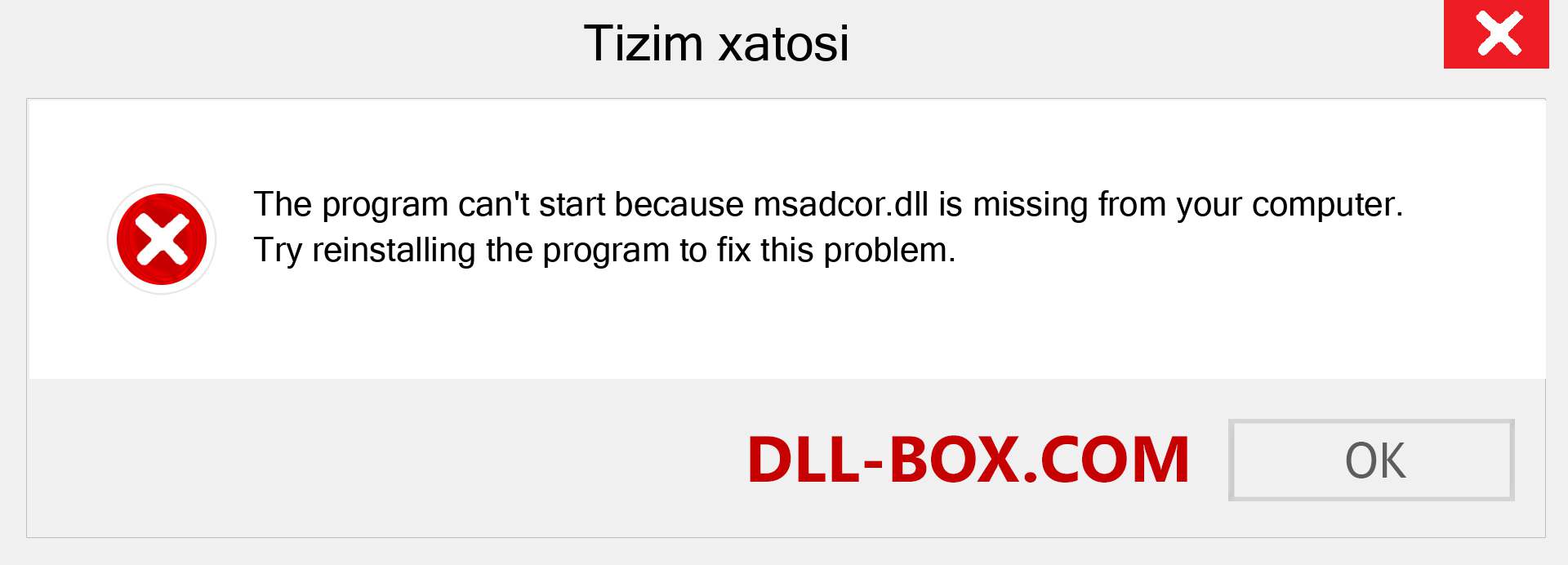 msadcor.dll fayli yo'qolganmi?. Windows 7, 8, 10 uchun yuklab olish - Windowsda msadcor dll etishmayotgan xatoni tuzating, rasmlar, rasmlar